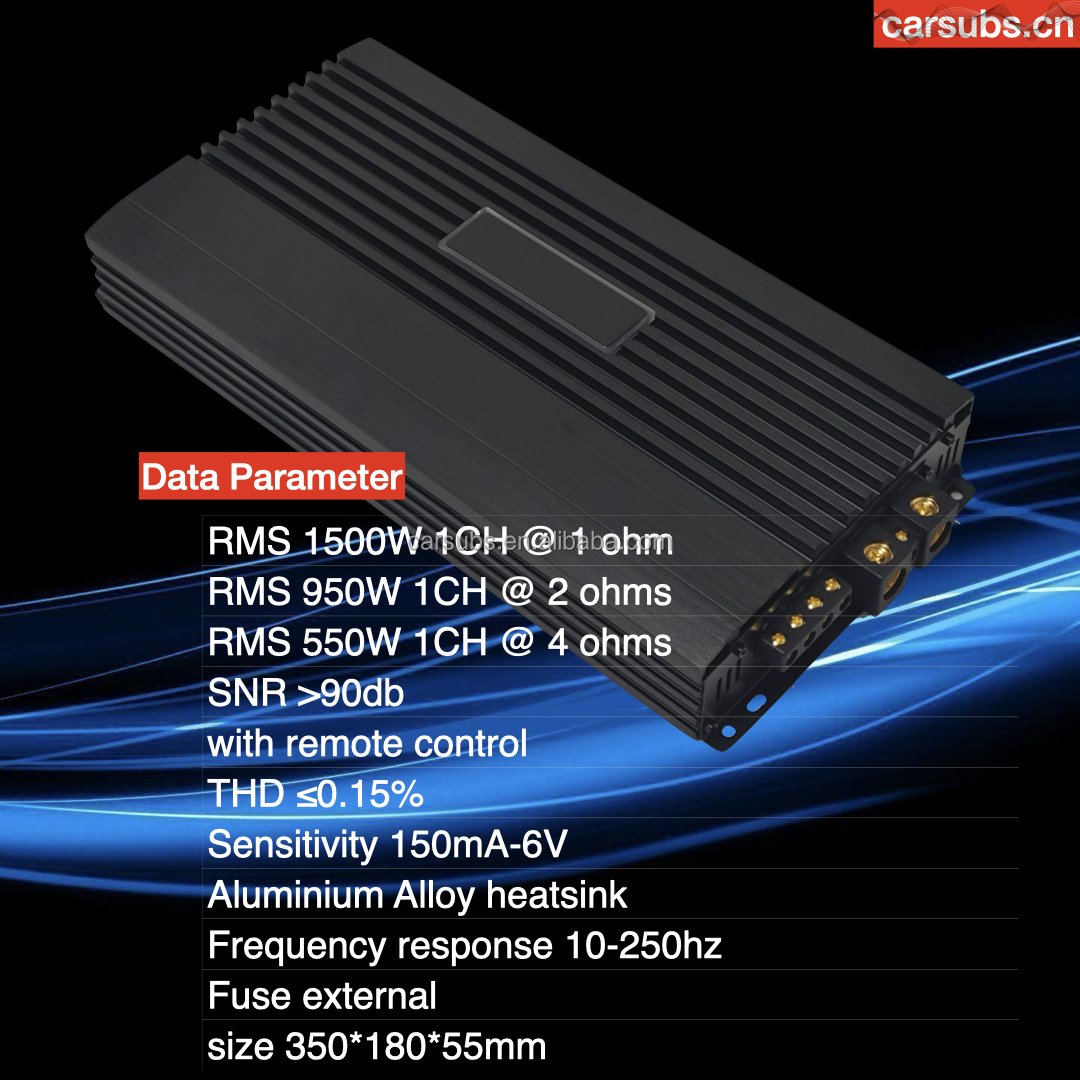 Car SPL Subwoofers Amplifier RMS 1500W Strong Bass Subwoofer Amplifier Peak 3000W Max 1ohm Class D Car Amplifier Monoblock